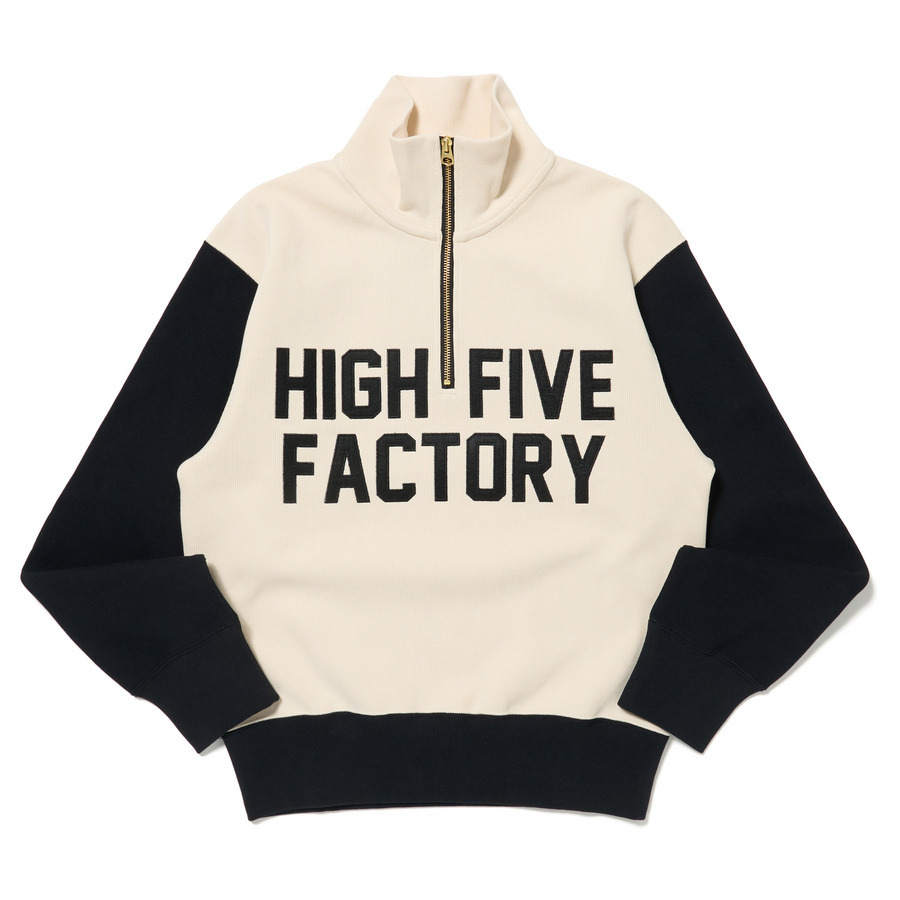 HFF PATCH LOGO HALF ZIP SWEAT | HIGH FIVE FACTORY（ハイ ファイブ